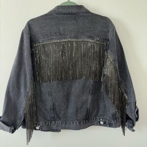 Daniel Diamond Nashville Collection Black Denim Jacket with Fringe Details